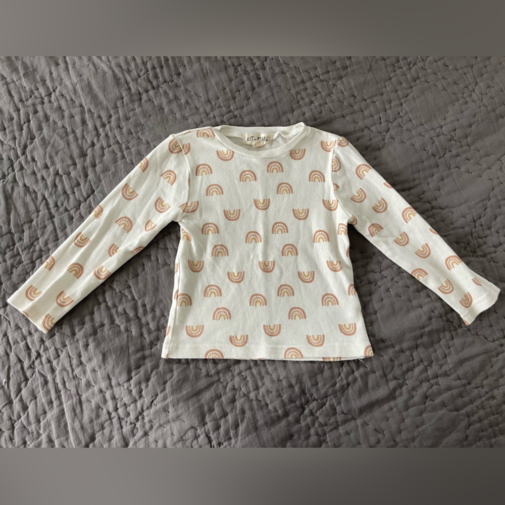 Kit + Pearl Rainbow Print Long Sleeve Tee 100% Cotton 3T